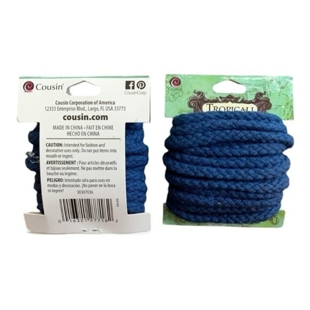 Cousin Tropicali Macrame Cord Cotton Rope Braided Dark Blue 2 Pack NWT Crafts